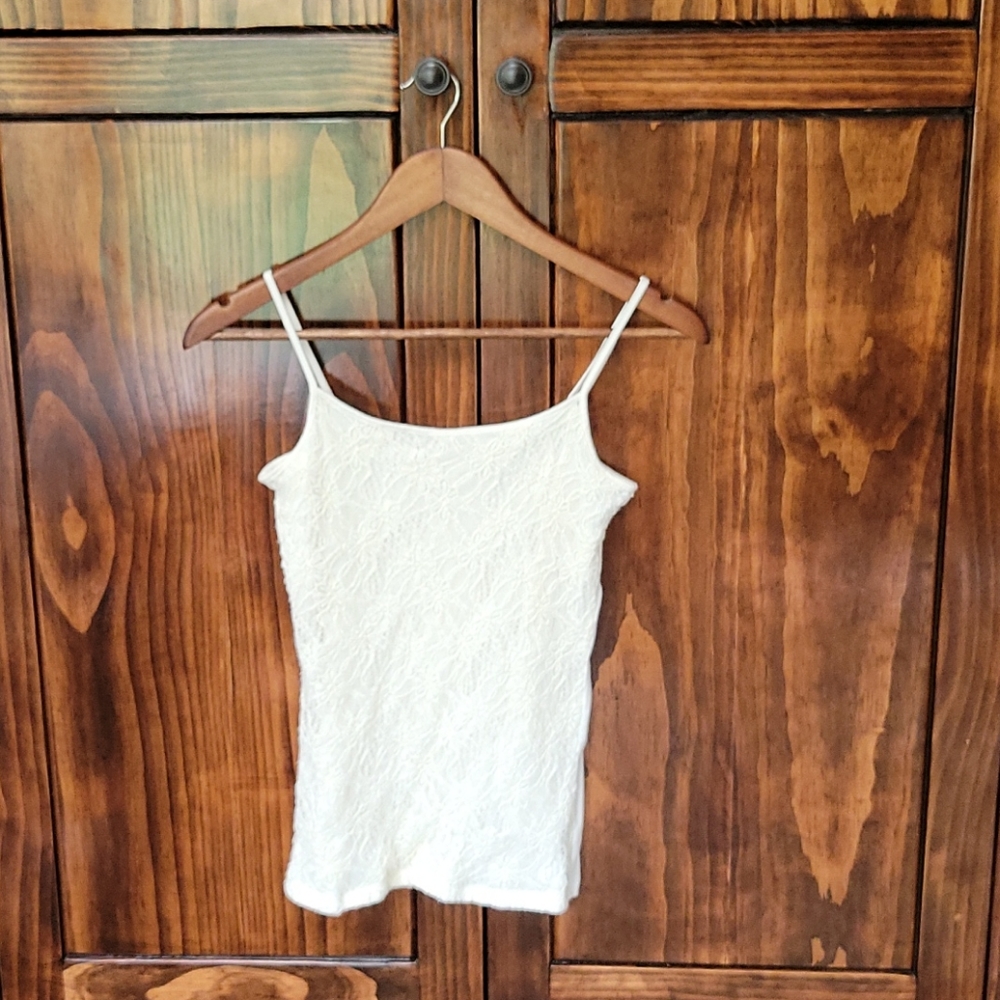 Ann Taylor Factory Lace Front Cami -cream